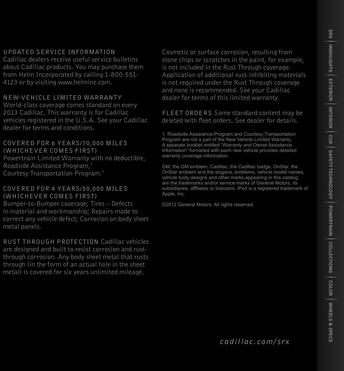 2013 Cadillac SRX Brochure Page 1
